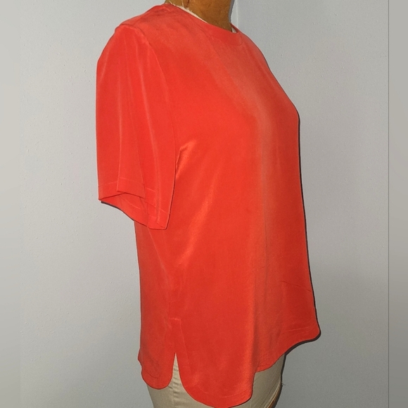 Bellagio 100% silk red short sleeve top  Sz S - Picture 12 of 12